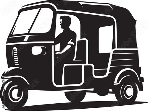 Auto rickshaw vehicle silhouette vector illustration isolated on a white background
