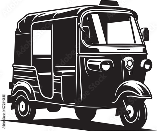 Auto rickshaw vehicle silhouette vector illustration isolated on a white background