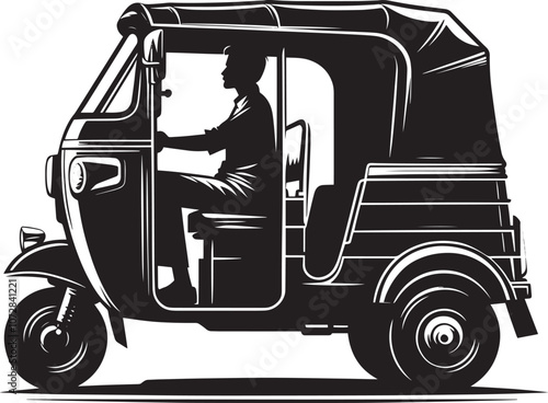 Auto rickshaw vehicle silhouette vector illustration isolated on a white background