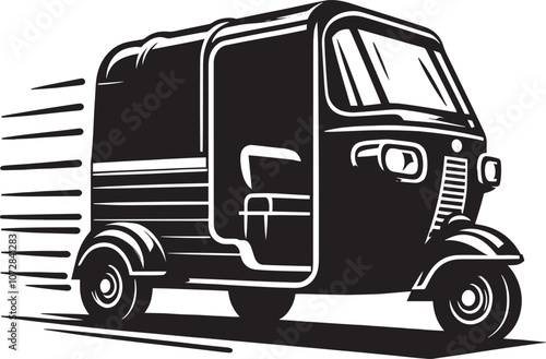 Auto rickshaw vehicle silhouette vector illustration isolated on a white background