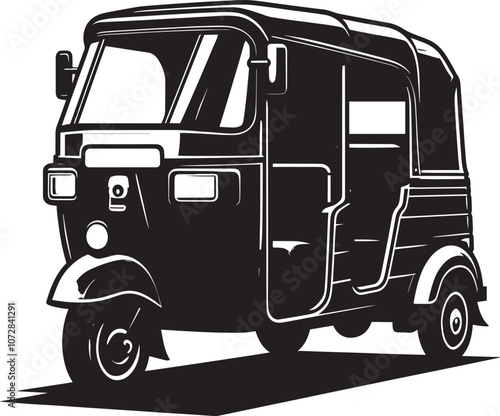 Auto rickshaw vehicle silhouette vector illustration isolated on a white background