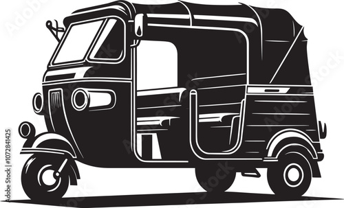 Auto rickshaw vehicle silhouette vector illustration isolated on a white background