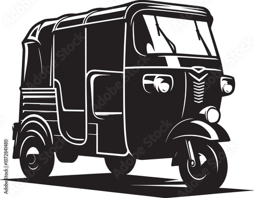 Auto rickshaw vehicle silhouette vector illustration isolated on a white background