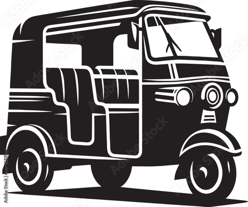 Auto rickshaw vehicle silhouette vector illustration isolated on a white background