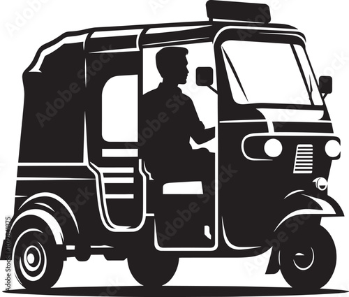 Auto rickshaw vehicle silhouette vector illustration isolated on a white background