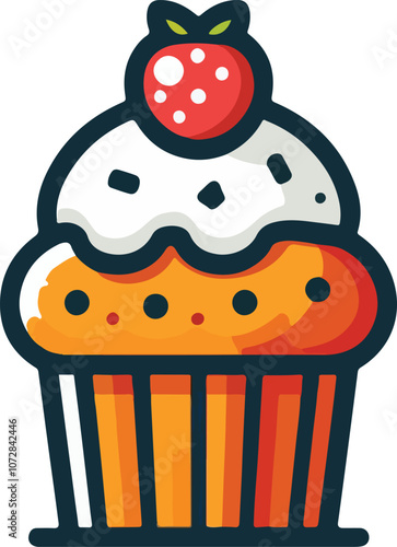 Delicious chocolate chip muffin PNG with transparent background for bakery and dessert design projects