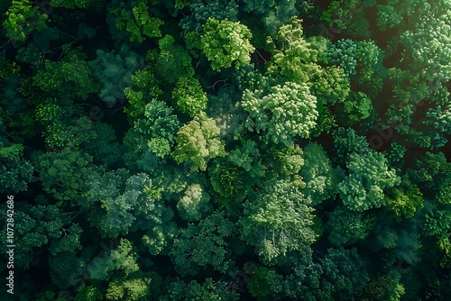 Aerial view of green forest.