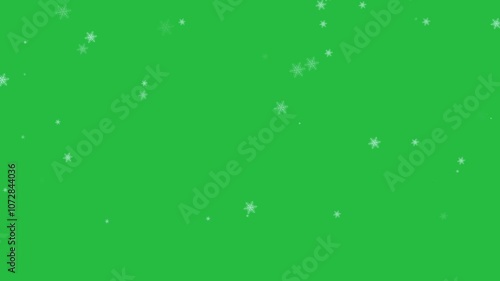 Isolated falling snow snowflakes new year winter on chroma key green screen background