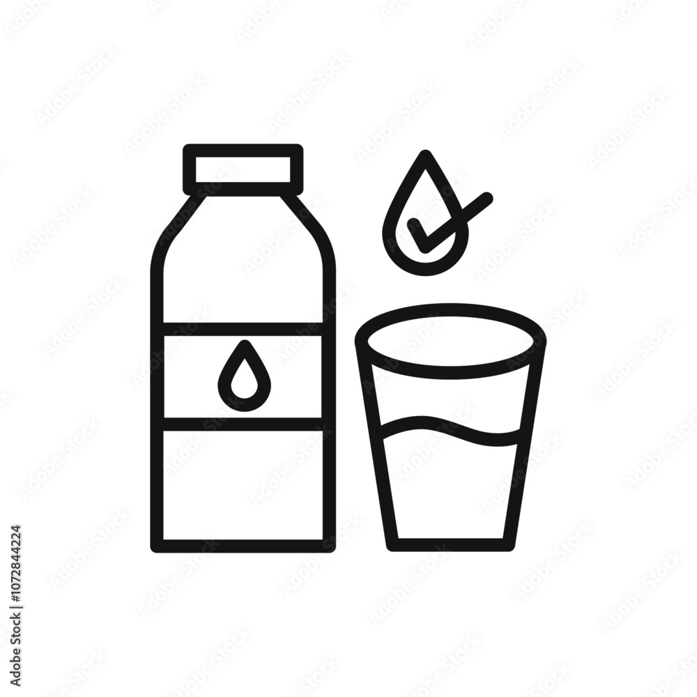 Drinking enough water icon vector line logo art Drinking enough water icon vector line logo art