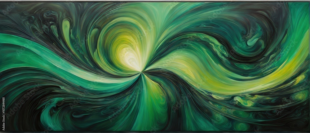 Abstract Swirling Green Painting