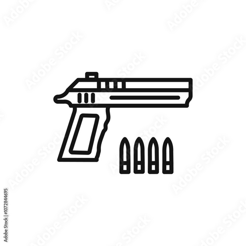 Gun with ammunition icon vector line logo art