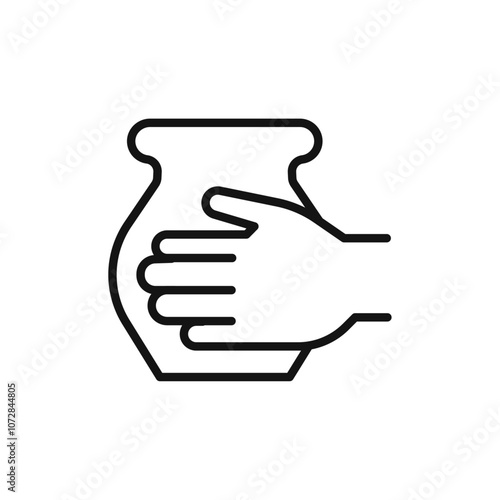 Handmade pottery icon vector line logo art