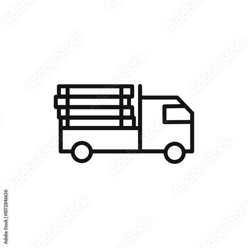 Timber truck icon vector line logo art
