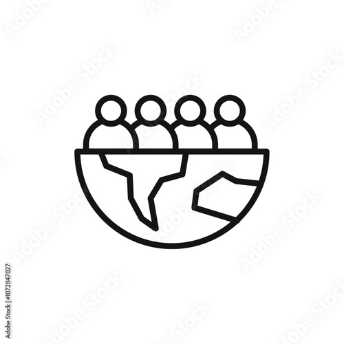 World population icon vector line logo art