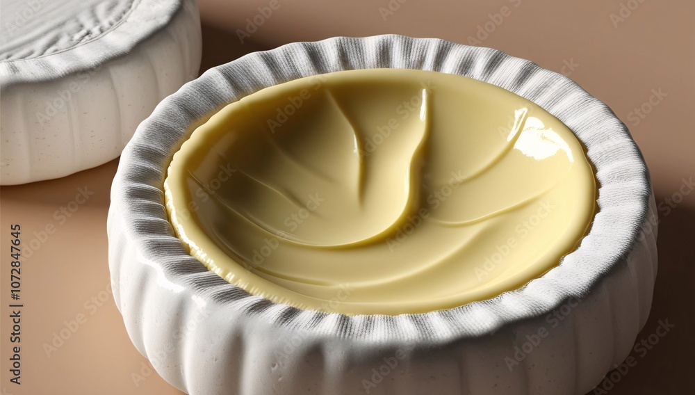 Close up creamy cheese on a beige background. Close up creamy cheese on a beige background.