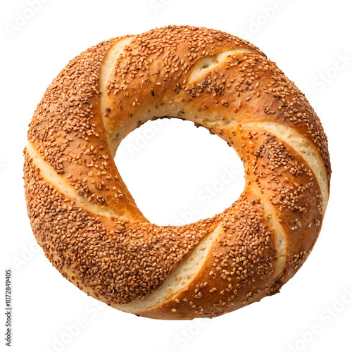 Simit Turkish bread, isolated on transparent background