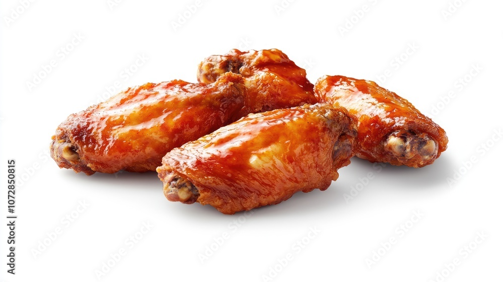 Delicious Spicy Chicken Wings on a White Background Delicious Spicy Chicken Wings on a White Background