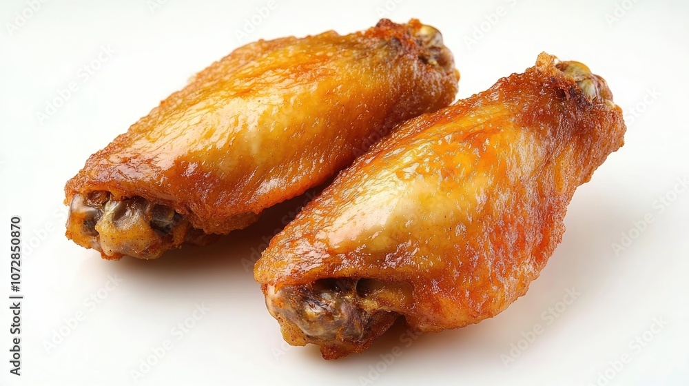 Crispy Golden Chicken Wings on White Background Crispy Golden Chicken Wings on White Background