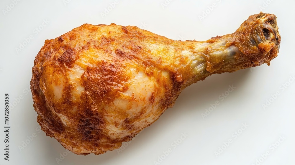 Crispy Golden Fried Chicken Drumstick on White Background Crispy Golden Fried Chicken Drumstick on White Background