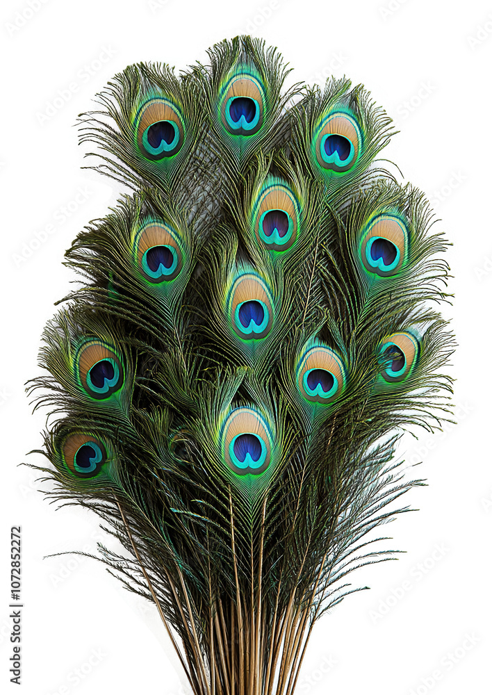 Fototapeta premium Elegant peacock feather: vibrant and exotic wildlife artwork,
