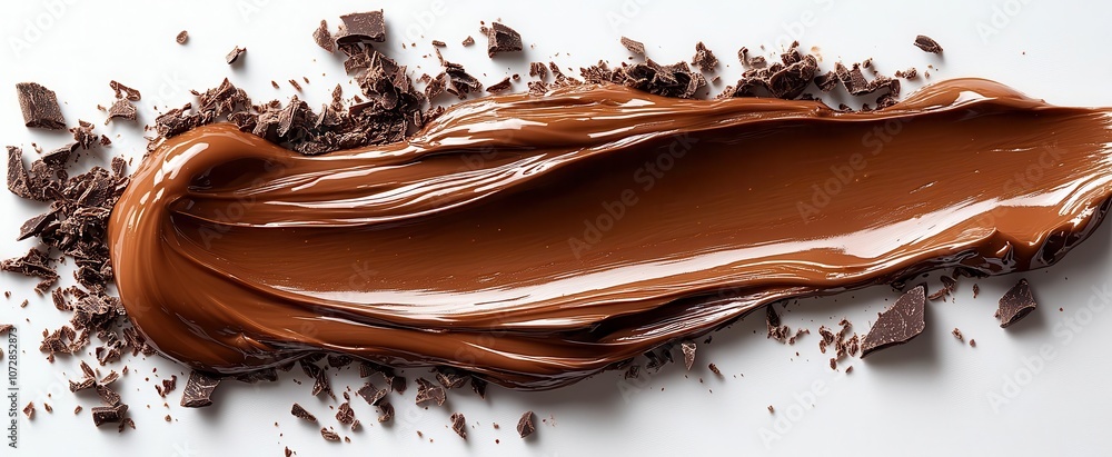 smooth chocolate liquid smear isolated on a white background showcasing rich texture and indulgence perfect for culinary visuals and dessert presentations smooth chocolate liquid smear isolated on a white background showcasing rich texture and indulgence perfect for culinary visuals and dessert presentations