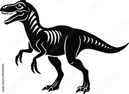 dinosaur silhouette, T-rex monster reptiles, Tyrannosaurus vector