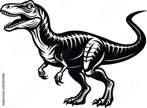 dinosaur silhouette, T-rex monster reptiles, Tyrannosaurus vector