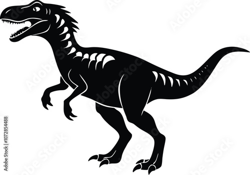 dinosaur silhouette, T-rex monster reptiles, Tyrannosaurus vector