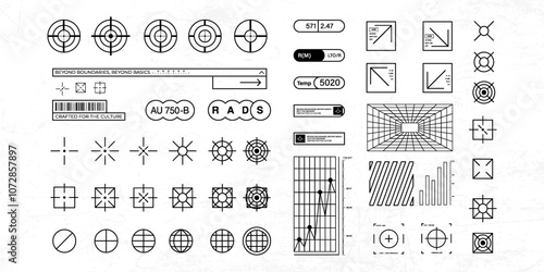 streetwear cyberpunk interface element technology graphic vector design template