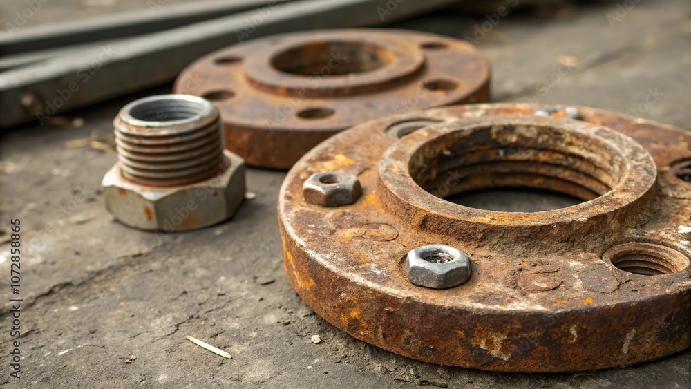 Close-up of metal components showing wear and tear, metallic, rusty, damaged, metal, equipment Close-up of metal components showing wear and tear, metallic, rusty, damaged, metal, equipment