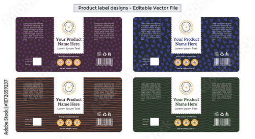 Product label design template hand drawn pattern texture cosmetic labels editable vector file for printing supplement packaging design food packaging jar labels pills bottle label design illustration