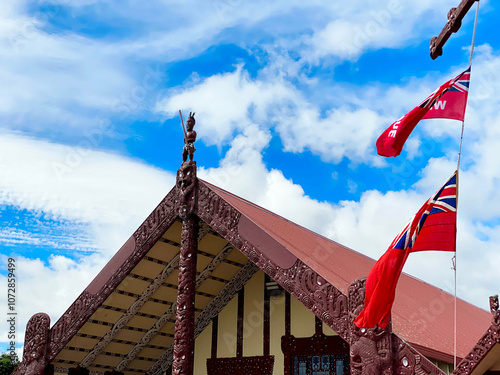 A big monument of Maori in Rotorua, New Zealand 2023 Mar.10