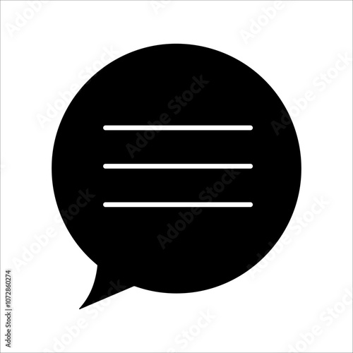 A speech bubble icon with horizontal lines representing conversation or communication. Perfect for messaging apps, social platforms, or feedback tools.