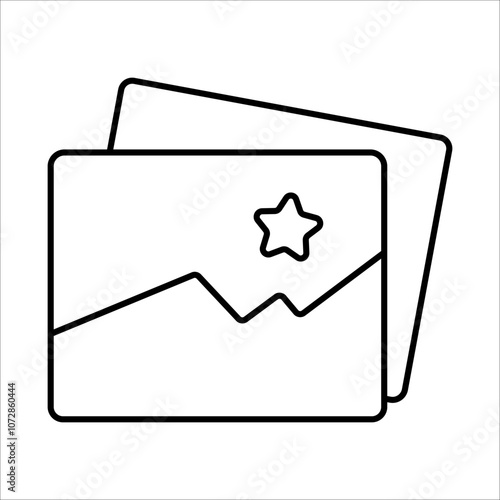 A folder icon with a star symbol, ideal for representing favorite files, bookmarked items, or featured content. Modern and clean black-and-white design.