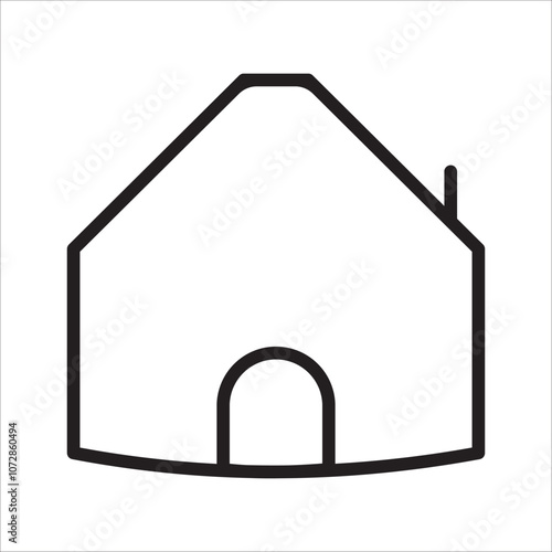 A simple house icon featuring a distinct roof cutout. Perfect for real estate, property management, or architecture apps with a clean, minimalist aesthetic.