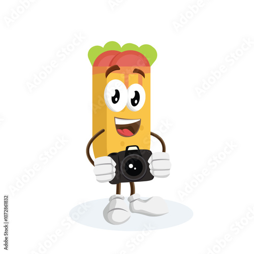 Kebab Logo mascot with camera pose