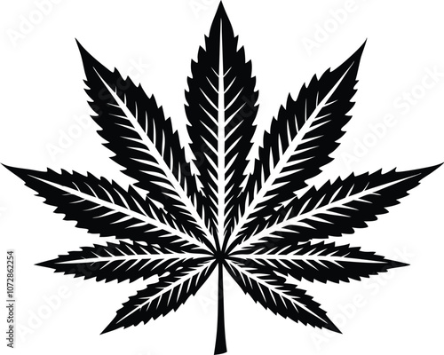 Marijuana vector cannabis leaf weed icon, marijuana leaf silhouette