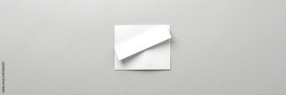 White folded paper on gray background, with soft shadows and clean lines, simple, geometric, concept White folded paper on gray background, with soft shadows and clean lines, simple, geometric, concept