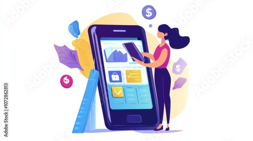 A person using a smartphone app for budgeting or managing personal finances