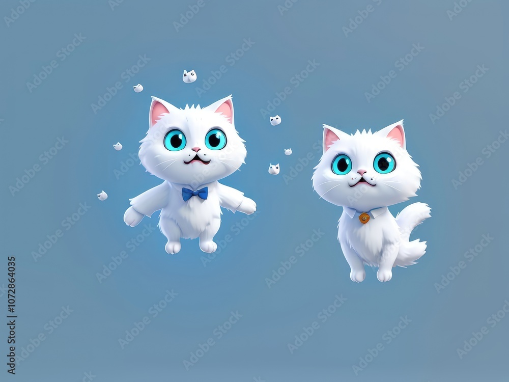 3d cute white cat cartoon 3d cute white cat cartoon