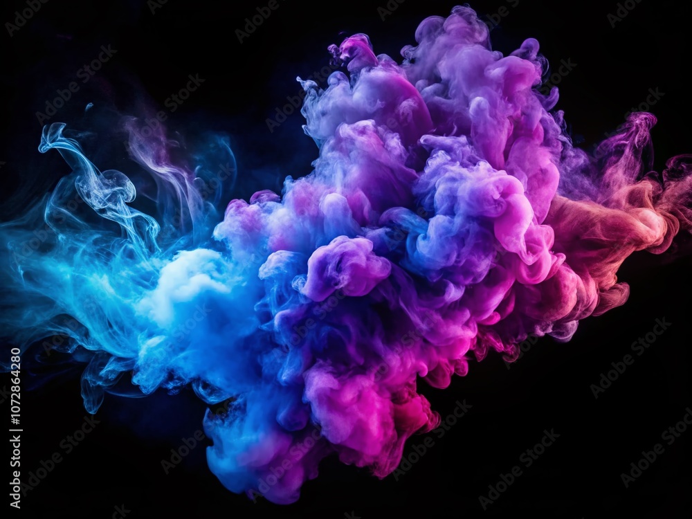 Stunning Drone Photography of Explosive Purple and Blue Smoke Clouds Against a Dark Background, Perfect for Abstract and Artistic Visuals Stunning Drone Photography of Explosive Purple and Blue Smoke Clouds Against a Dark Background, Perfect for Abstract and Artistic Visuals