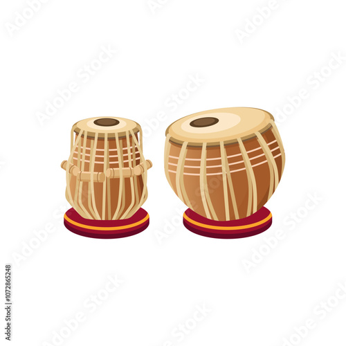 Tabla, Indian paired drum isolated in white.