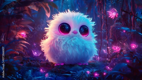 Adorable Fluffy Owl in a Magical Forest