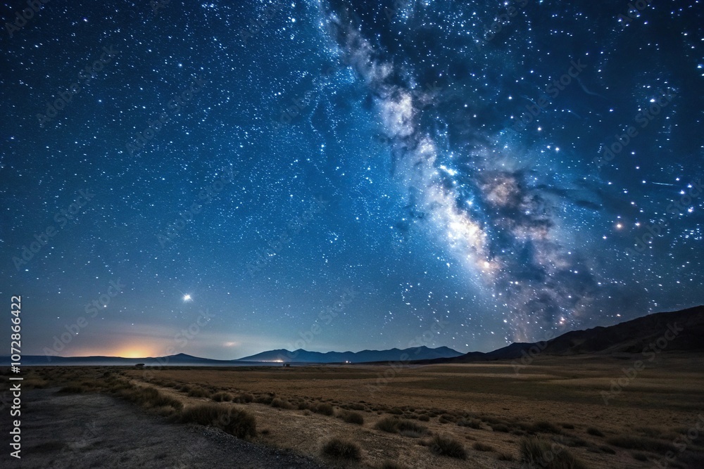 Infinite vastness of stars in a deep blue sky, blue, cosmic, darkness, celestial Infinite vastness of stars in a deep blue sky, blue, cosmic, darkness, celestial