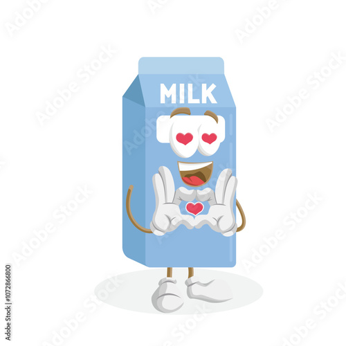 Milk Logo mascot in love pose