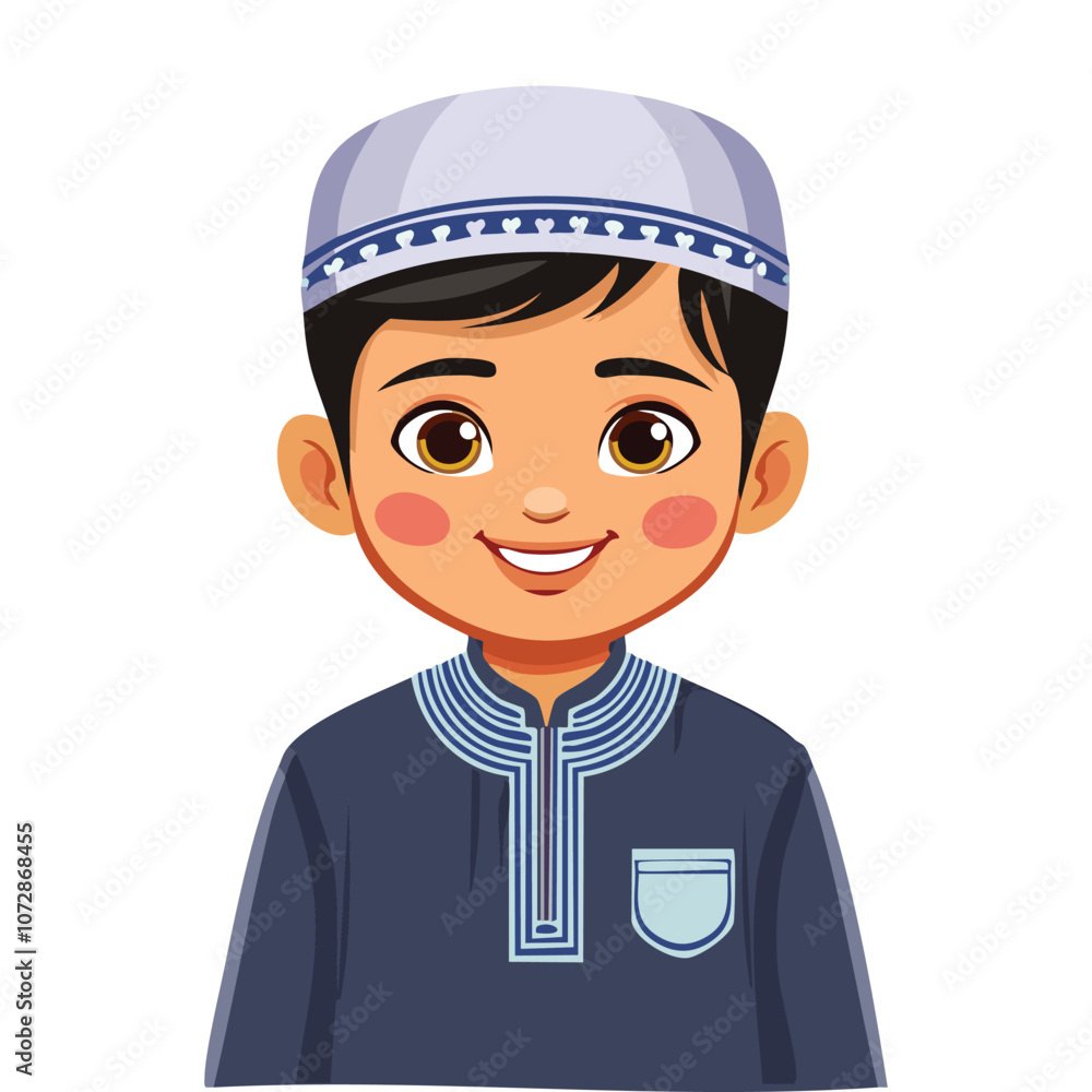 Illustration of a sick boy wearing Muslim clothes Illustration of a sick boy wearing Muslim clothes