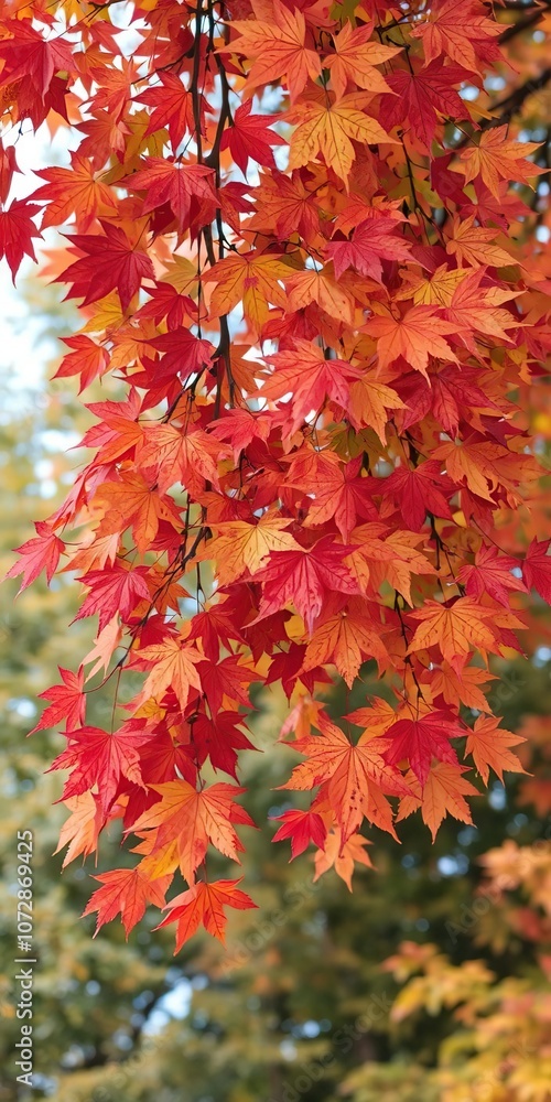 Colorful maple leaves gracefully falling down, foliage, beauty, red Colorful maple leaves gracefully falling down, foliage, beauty, red