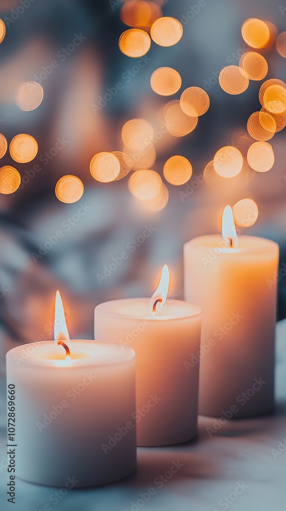 Lit candles with soft bokeh background Lit candles with soft bokeh background