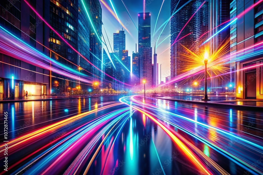 Fototapeta premium Stunning Long Exposure Photography of a Modern UI Preview with Abstract Shapes and Colors Blending Together in a Digital Environment