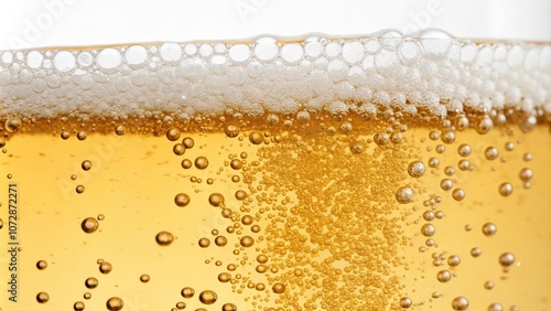 Tiny beer bubbles floating gently in the air, beer bubbles, aeration, carbonation, surface tension photo